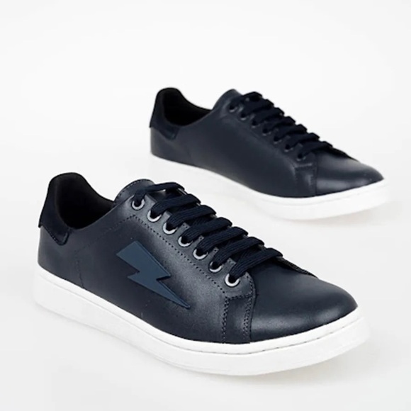 Neil Barrett Shoes - Women’s Neil Barrett Navy Tennis Trainer Thunderbolt Sneakers Size 38